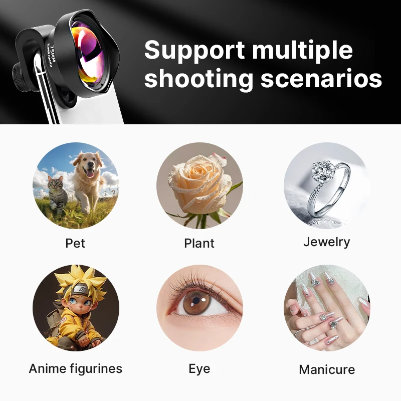 Универсальный макрообъектив Ulanzi 75 мм с зажимом, профессиональный объектив для камеры телефона iPhone 15 14 Samsung S20 Plus Huawei Xiaomi