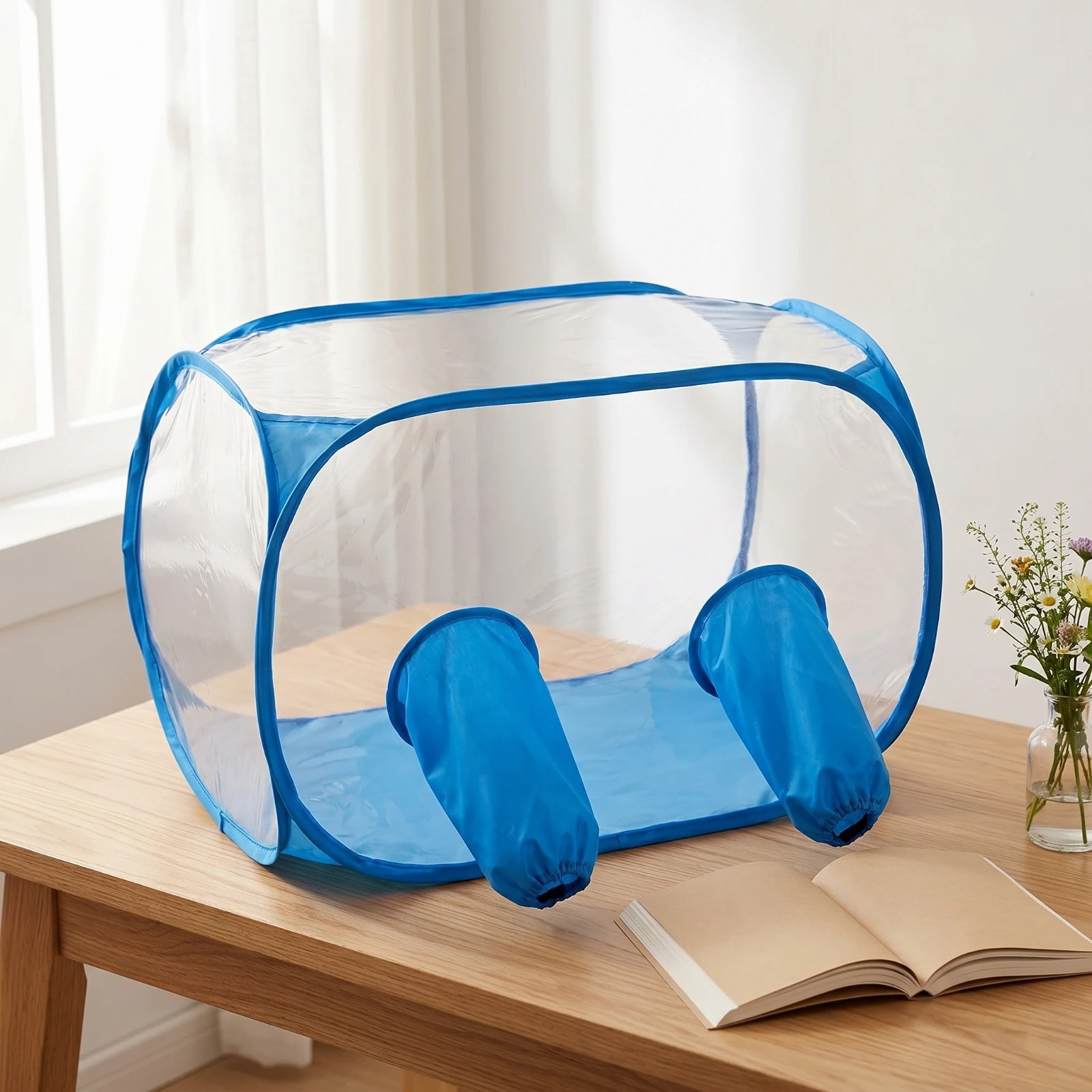 Still Air Chamber with Glove Ports Indoor Grow Tent with Arm Holes Fungi Grow Box Portable Work Station Clear - view 2