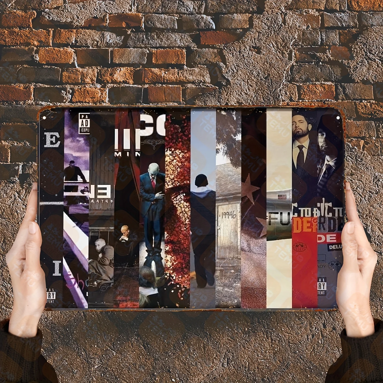 Art Deco Style Iron Wall Sculpture, Eminem Slim Shady Pac Music Poster Canvas Print, Home Decor Theme, Wall Mount Unframed Tin