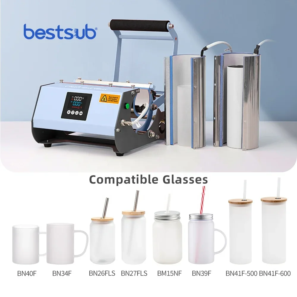 BestSub 30oz 20oz 13oz 18oz 2 In 1 Transfer Glass Tumbler Machine Sublimation Heat Press Machine Sublimation Mug Heat Transfer