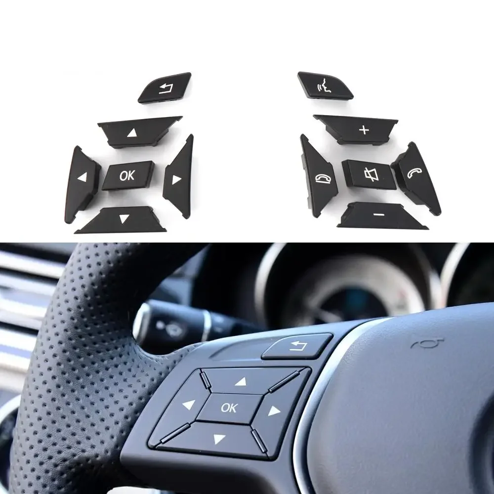 Black Steering Wheel Button Switch Trim Cover Sticker For Mercedes Benz A B C E Cla Gla Glk SL Class X204 W212 W156 W246 W207