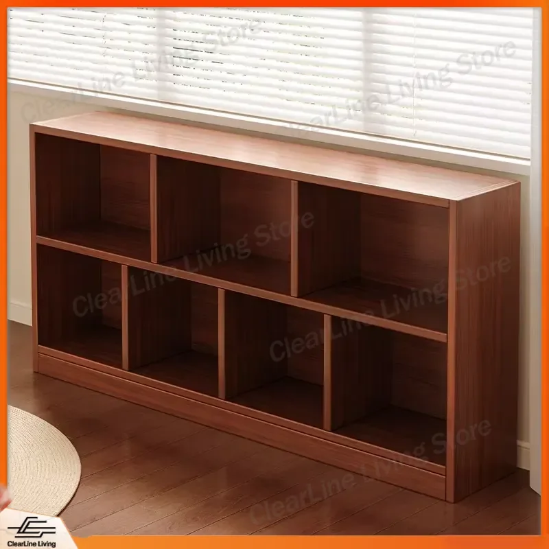 Modern Floor Bookshelf for Kids Simple Wooden Storage Cabinet Combination Lattice Unit Home Organization Furniture