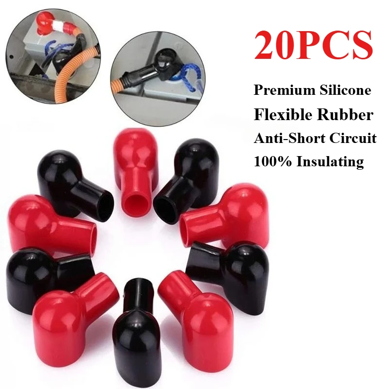 

20x 12x20mm Battery Terminal Cover Flexible Rubber Insulation Lugs Protective Sleeve Universal Wire Connector Boot for Bike ATV