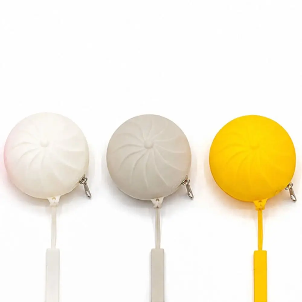 With Keychain Steamed Bun Coin Purse Zipper Closure Cute Design Silicone Storage Pouch Compact Size Silicone