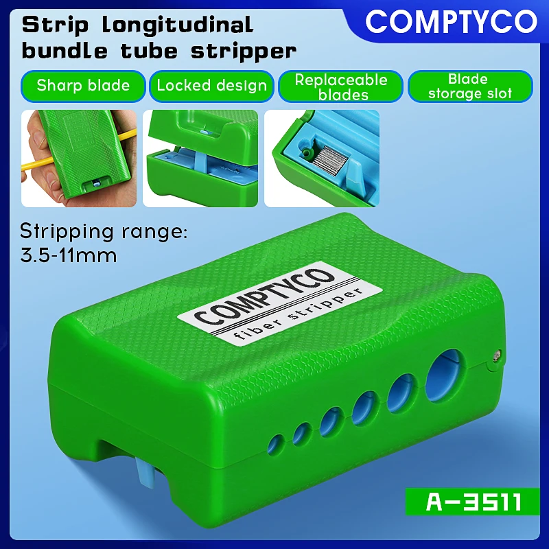 COMPTYCO A-3511 Optical Fiber Longitudinal Center Pipe Stripping Tool 3.5-11MM Slitter Fiber Optic Ribbon Tube Sheath Stripper