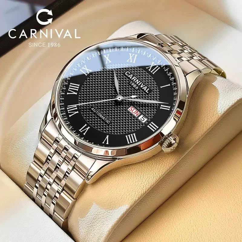 

Carnival Brand New Luxury MIYOTA Movement Mechanical Watch Men Stainless Steel Luxury Sapphire Glass Automatic Watches Mens