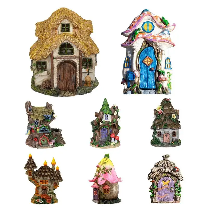 Fairy Garden Decor For Outside Mini Wood Fairy Yard House Art Sculpture Garden Decor For Porch Wall Living Room Garden Fence