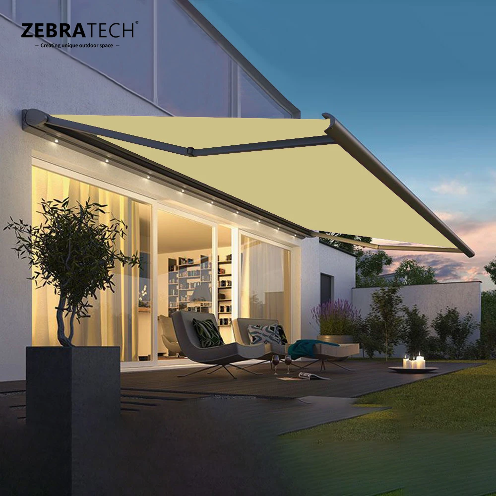 

Modern Luxury Retractable Awning for Balcony Terrace & Rain Canopy Extendable with Aluminum Frame & PVC Sail Material