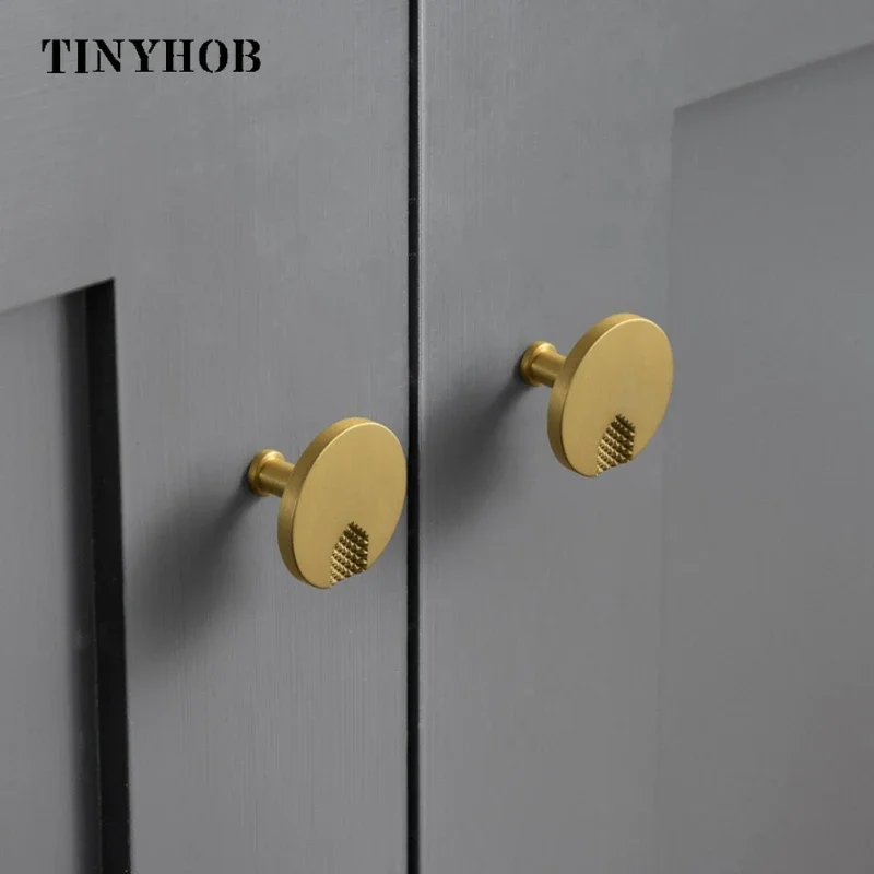 TINYHOB Minimalism Brass Furniture Handles Modern Gold Round Pulls Cupboard Wardrobe Dresser Drawer Cabinet Knobs Kitchen