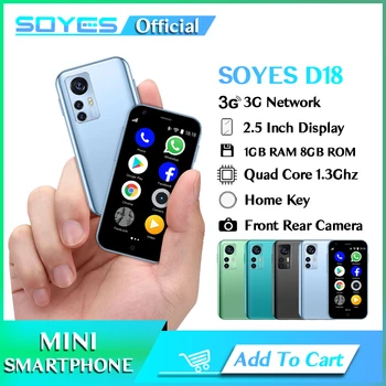 SOYES-Téléphone portable compact, écran 2.5 amaran, mini smartphone Android, caméra arrière 2MP, emplacement pour carte EpiTF pour touristes, 1000mAh, réseau 3G