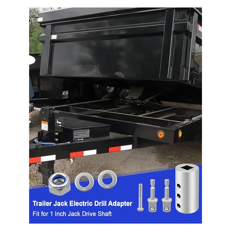 

AA50-Stainless Steel Trailer Jack Electric Drill Adapter With 2Pc 1/2Inch Socket Adapter Bit Compatible With Jack Drive Shaft