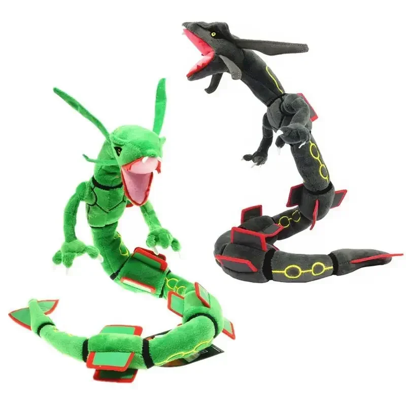 ยาว 83 ซม.งูลาก Plush ของเล่น Mega Rayquaza สีเขียวเงาสีดําตุ๊กตางูสัตว์การ์ตูนตัวเลขตุ๊กตาอะนิเมะตุ๊กตาของเล่น