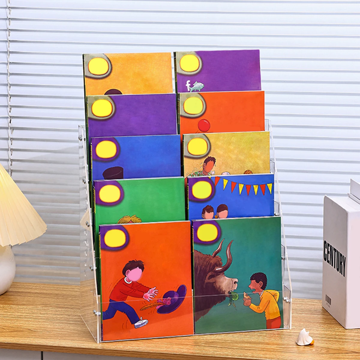 1pc Stepped Acrylic Multi-Layer Book Picture Book Display Storage Rack Multi-Purpose Detachable Practical Bookshelf Organizer