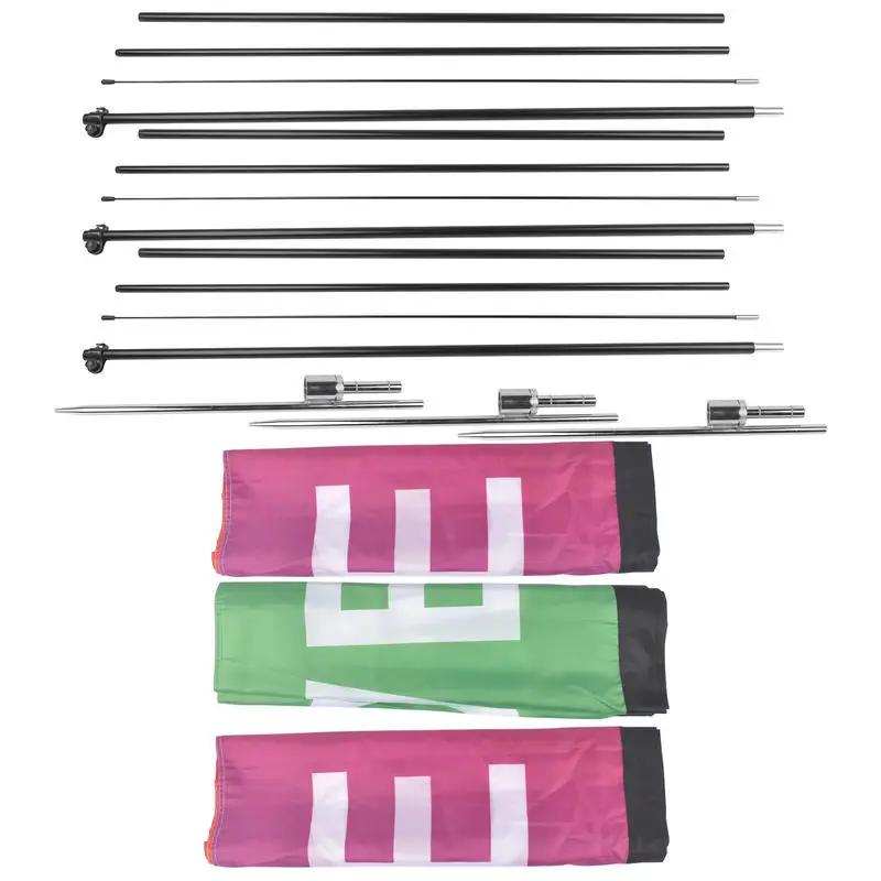 A3 - 3-Piece Advertising Flagpole Stand, Open Feather Flags with Pole Kit, 3 Banner Flags, 3 Poles, 3 Ground Stakes for Business view 7