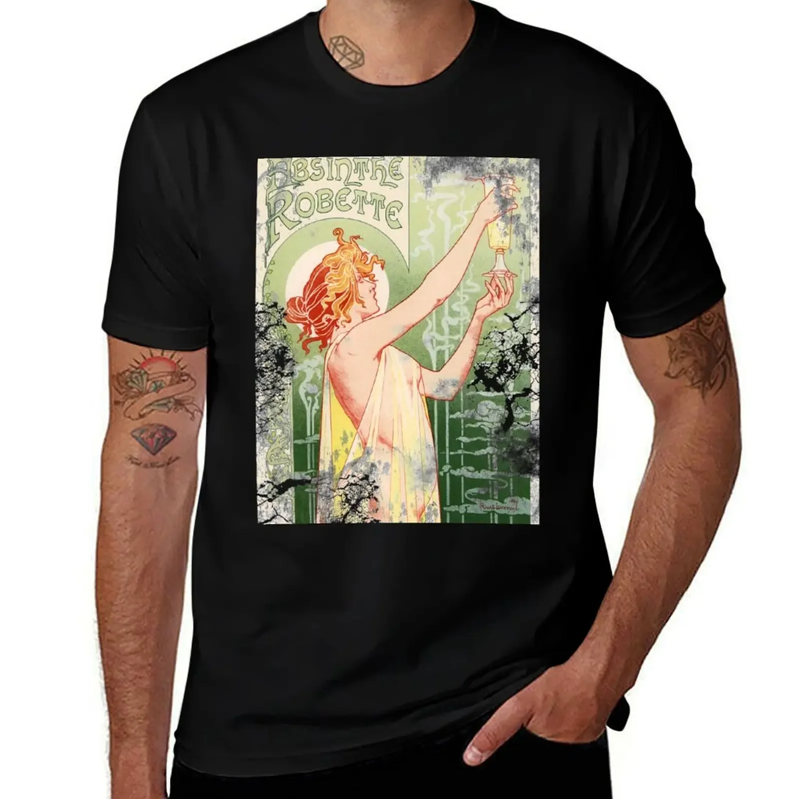 Absinthe Robette Vintage advertising French Art Nouveau design T-Shirt croswit shirt man for a boy mens designer t shirt