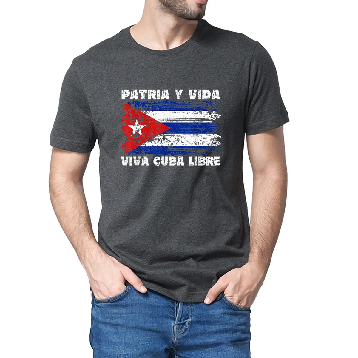 100% Cotton Viva Cuba Libre Patria Y Vida Clothes Cuba Flag Cuban Revolution Vintage Summer Men\'s Novelty T-Shirt Women Casual