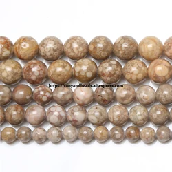 Natural Stone Yellow Maifanite Round Beads 15