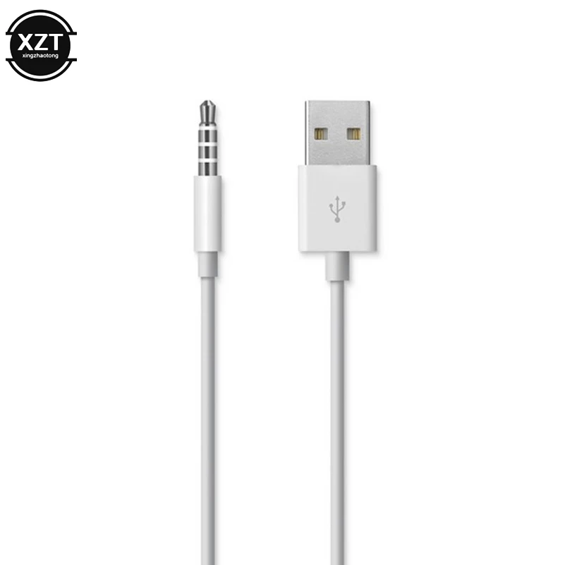 USB do 3.5mm skrzynia biegów, Adapter Audio kabel 3.5mm złącze USB 2. W wieku 0 ładowarka danych kabel do Apple iPod Shuffle 3rd 4th 5th