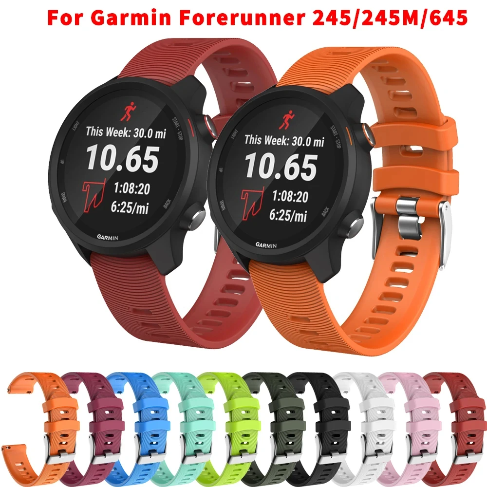 20mm Colorful Strap For Garmin Forerunner 245 245m 645 Music Vivomove 3 HR Sport Silicone Smart Watchband Bracelet