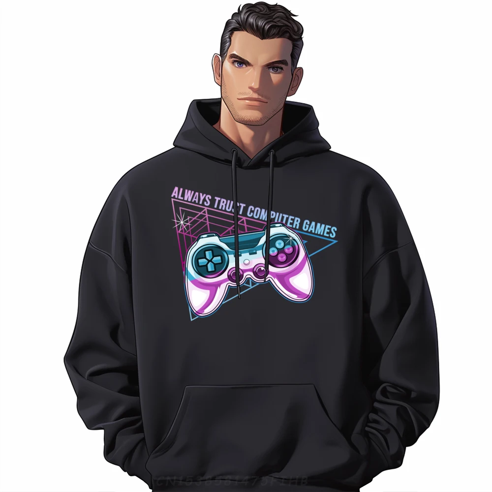 

Outdoor Always Trust Computer Games Hoodies Gift Idea Loose Round Neck Long Sleeve Sweatshirt Mens Funky Printed Tops