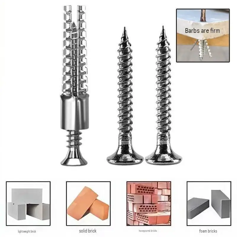 304 Stainless Steel Hollow Wall Anchor Expansion Bolt, M6 M8 Masonry Screw Plug for Foam Brick, Curtain Rod Bracket Mounting Kit