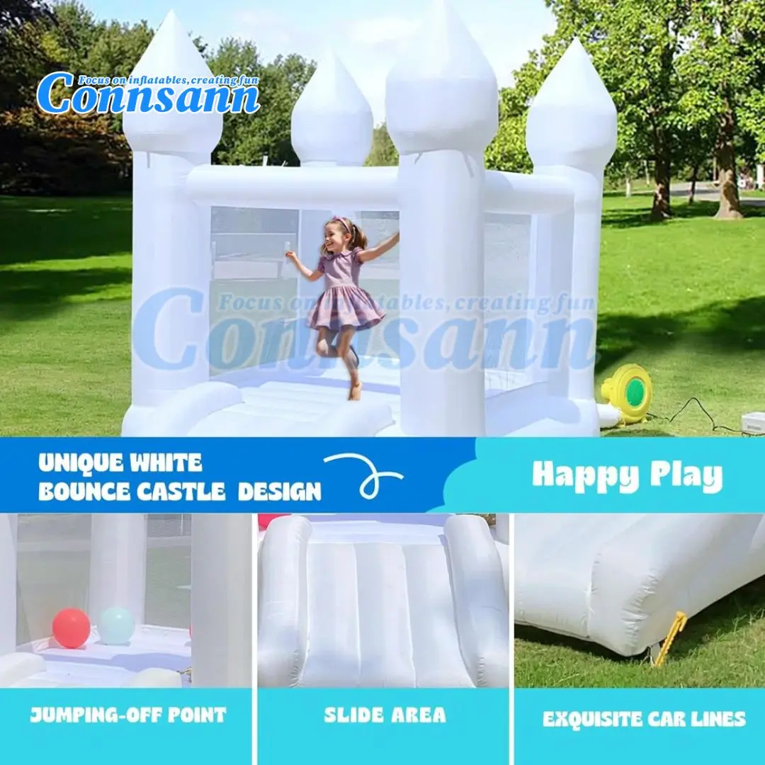 Connsann Inflatable White Bounce House for Kids  9FT x 7FT x 6FT  Perfect Fun for Birthday Parties and Outdoor Events