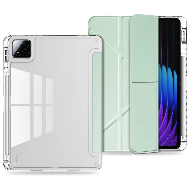 

For Xiaomi Mi Pad Case 8 7 6 5 Pro 2025 for Redmi Pad2 SE 11 12.1 inch Tablet Case Pencil Holder Clear Acrylic Stand Cover Case