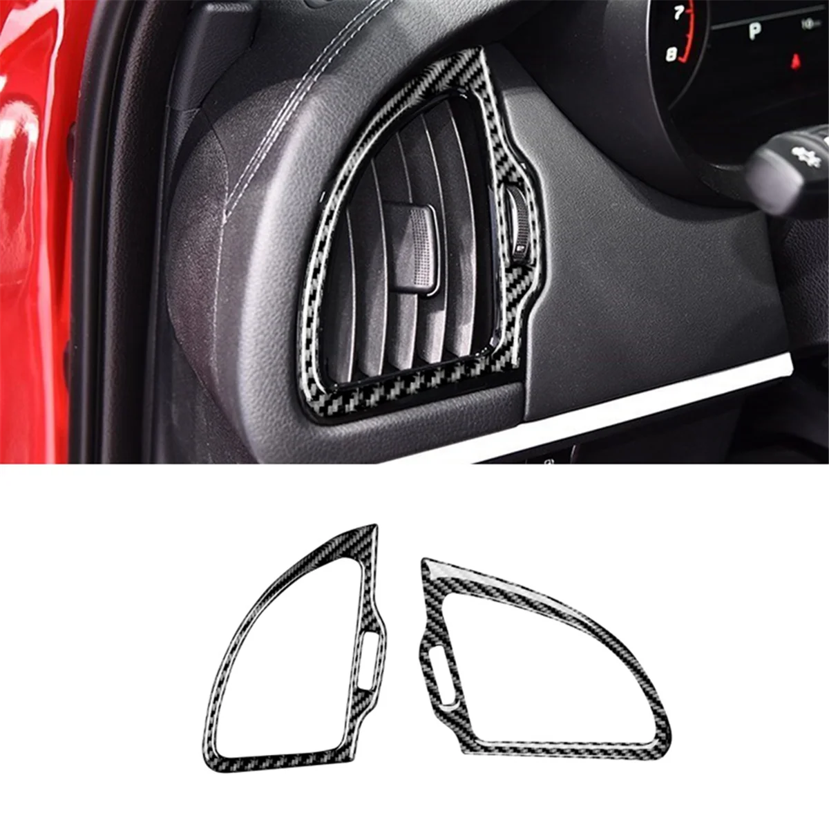 Real Carbon Fiber for Kia Stinger 2018-2023 Car Dashboard Sides Air Vent Outlet Cover Trim Sticker Interior Accessories