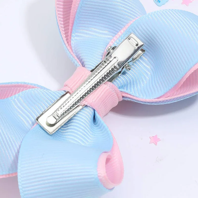 2Pcs New Hair Bow Clips Cute Ice Cream Hairpins Barrettes Grosgrain Ribbon Headwear Boutique Glitter Star Kids Hair Accessories