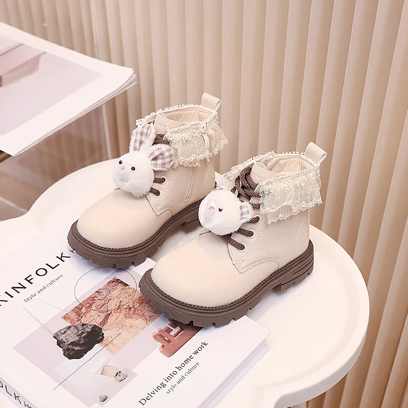 

New Kids Winter Catwalk Boot Cute Causal Girl's Platform Cotton Boot Princess Non-slip Fashion Children School Ankle Plush Boots
