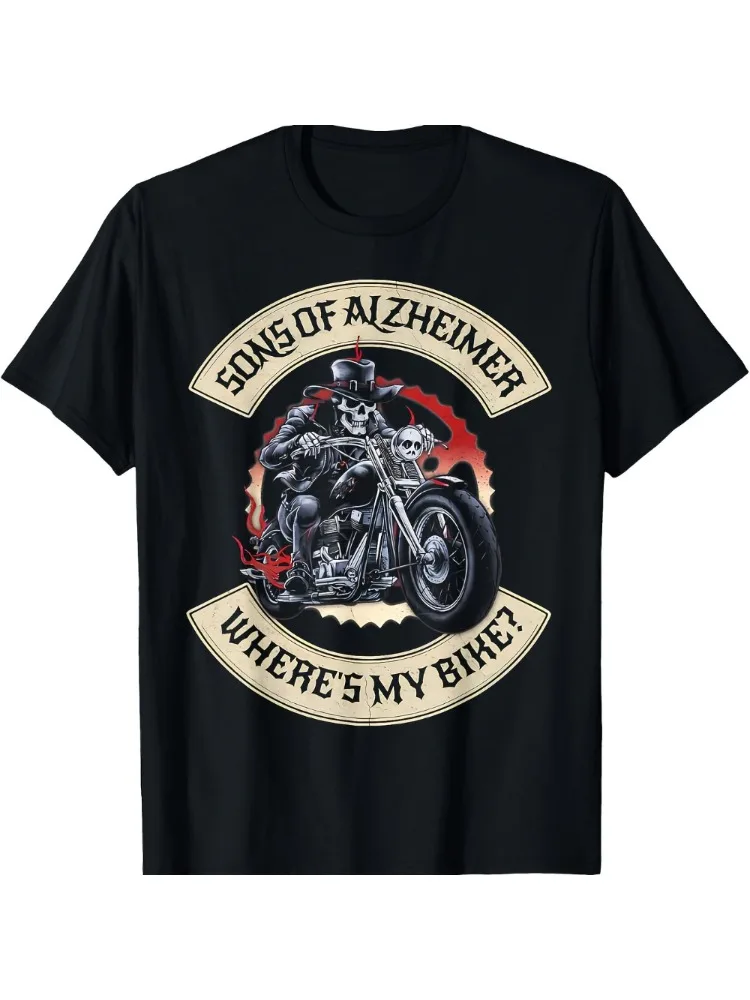 AliExpress NONE Men's Alzheimer's Awareness Biker Graphic T-Shirt Son of Alzheimer's Where's My Bike? Motorcycle Design Quick-dry Polyester Tee