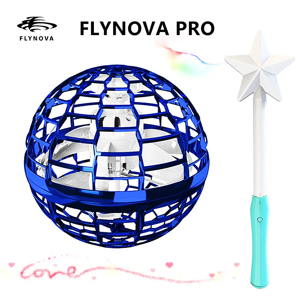 Flynova Pro Flying Ball Mini Drone UFO Spinner LED Light Toys Balls Hand Induction Magic Wand Fly Orb Ball Gift Adult Kids Toys