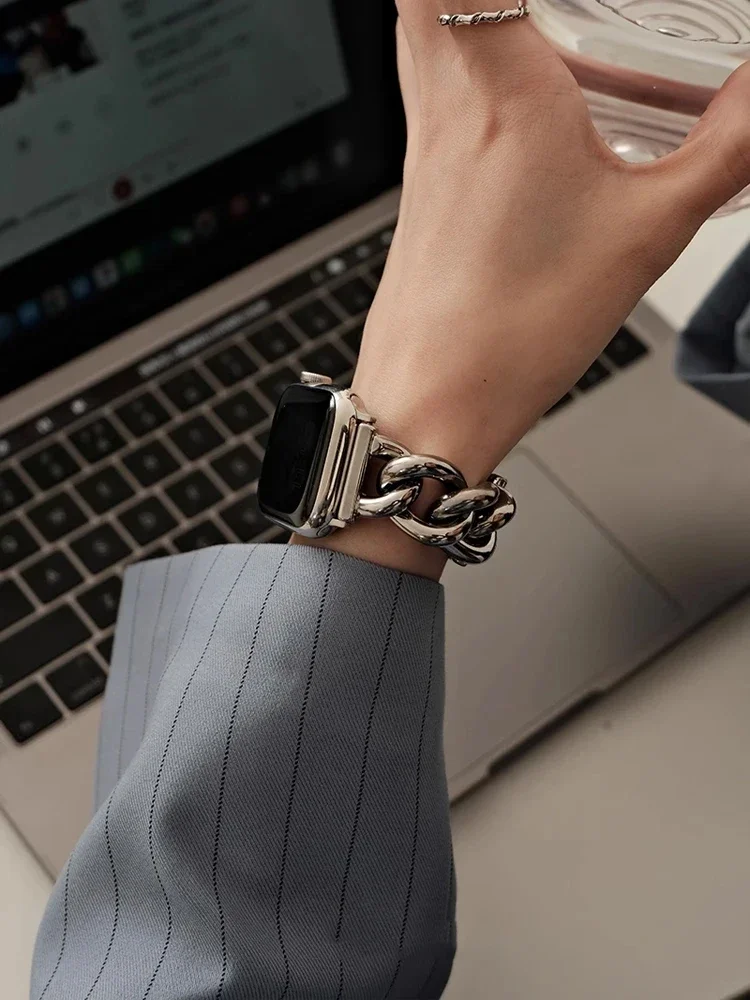Luxury Stainless Steel Band For iWatch Ultra 2 10 9 8 7 SE 6 5 4 Metal Bracelet Strap For Apple Watch 38 40mm 42mm 45 46mm 49mm