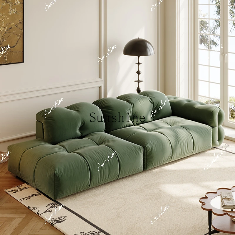 Electric retractable sofa bed fabric module retro design function dual-purpose foldable  FT