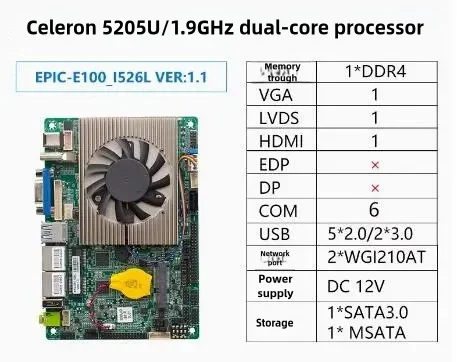 

Бренд процессора Celeron 5205U, размер 3,5, встроенная материнская плата IPC, SBC, 3,5-дюймовая промышленная материнская плата, встроенная 6 * COM 2 * LAN