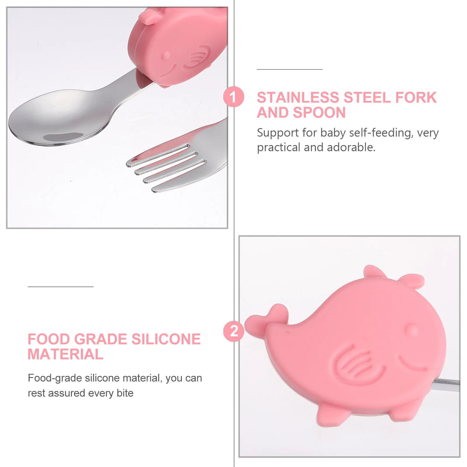 1Set Baby Utensils Set Strong Wear Resistant Spoon and Fork for -Training Light Compact Feeding Tools Baby Eating