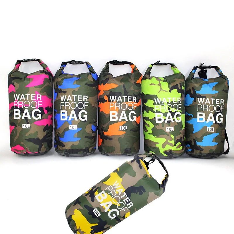 Travel Camouflage Polyester Waterproof Bag Shoulder Waterproof Bucket Lightweight Drifting Swimming Storage Bag Backpack