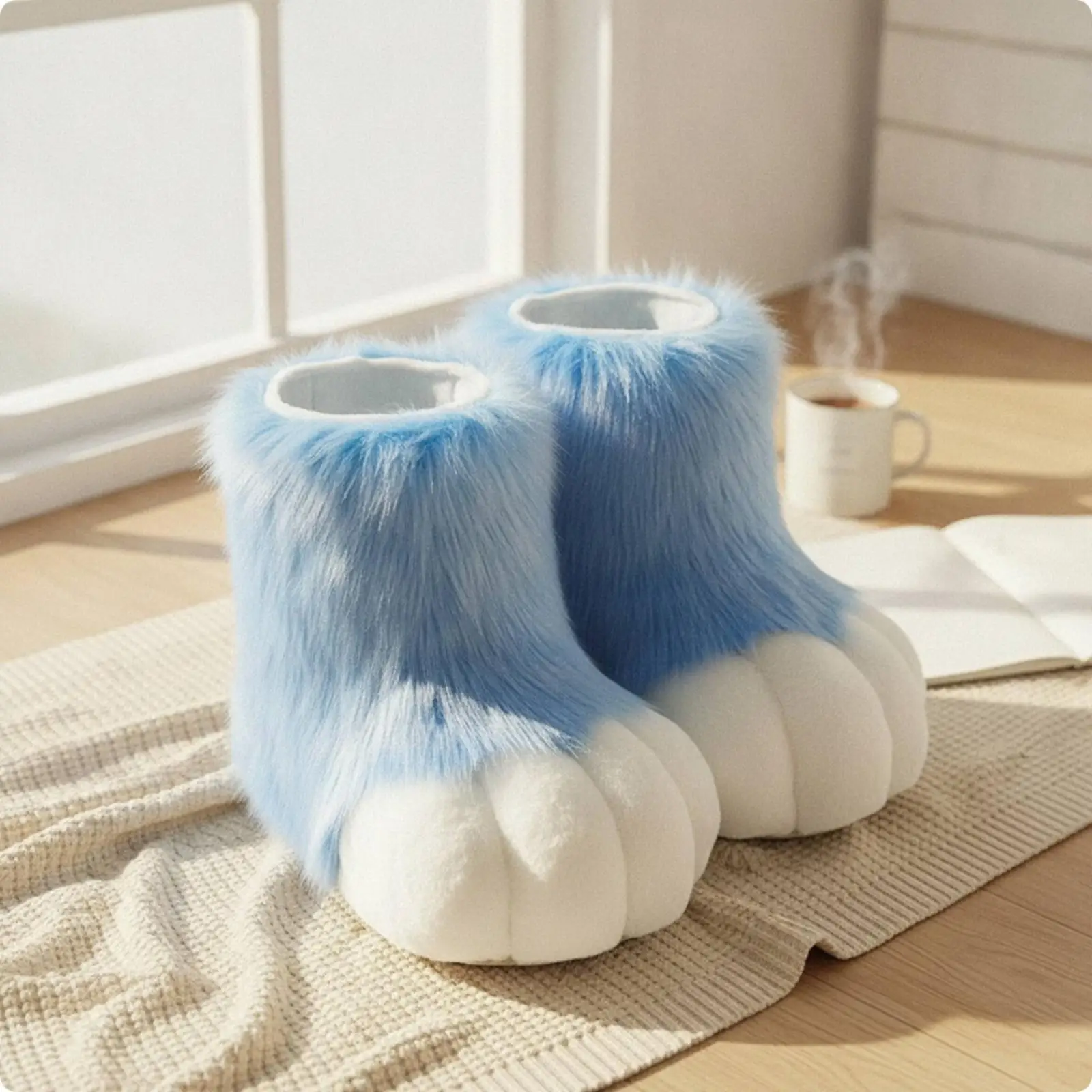 Plush Furry Cosplay Paw Shoes Adult Fursuit Footwear with Cushion Sole for Anime Costume Performance
