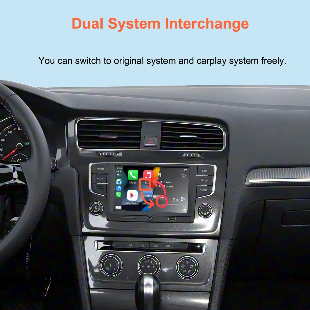 Bonroad Kabelloses Carplay Android Auto Modul Airplay AutoLink Mirror für VW Volkswagen MIB MIB2 Golf 7 Polo Passat B8 Tiguan Box – Detail 7