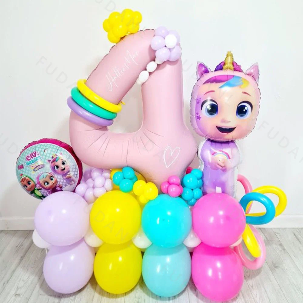 98pcs cartoon Cry baby themd Balloon column Macaron latex balloons Girl baby shower gender reveal decorating party globos 2025