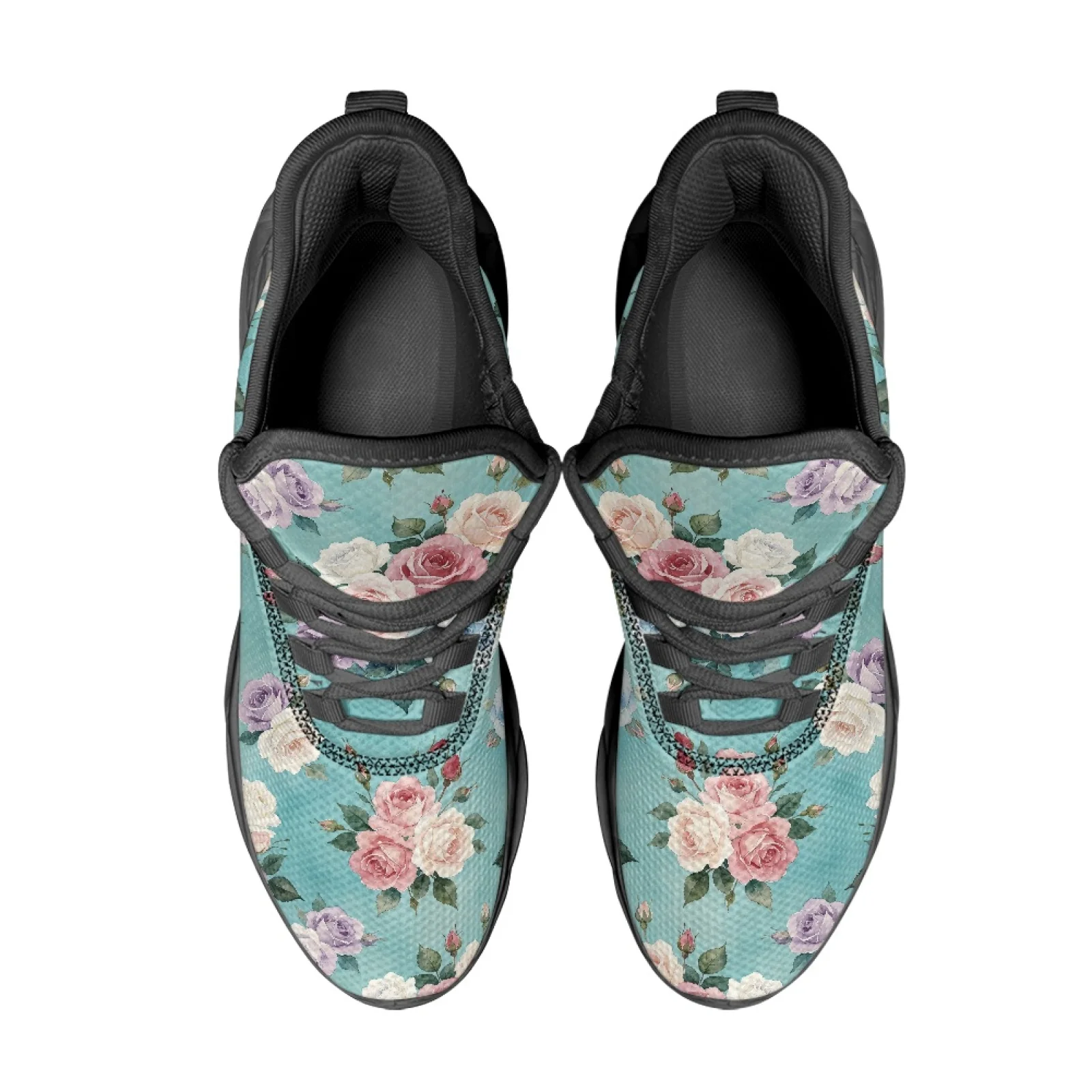 PENSTROLL Watercolor Rose Lightweight Men's Trail Running Shoes Mesh Sneakers for Mens Breathable Fashion Sneakers