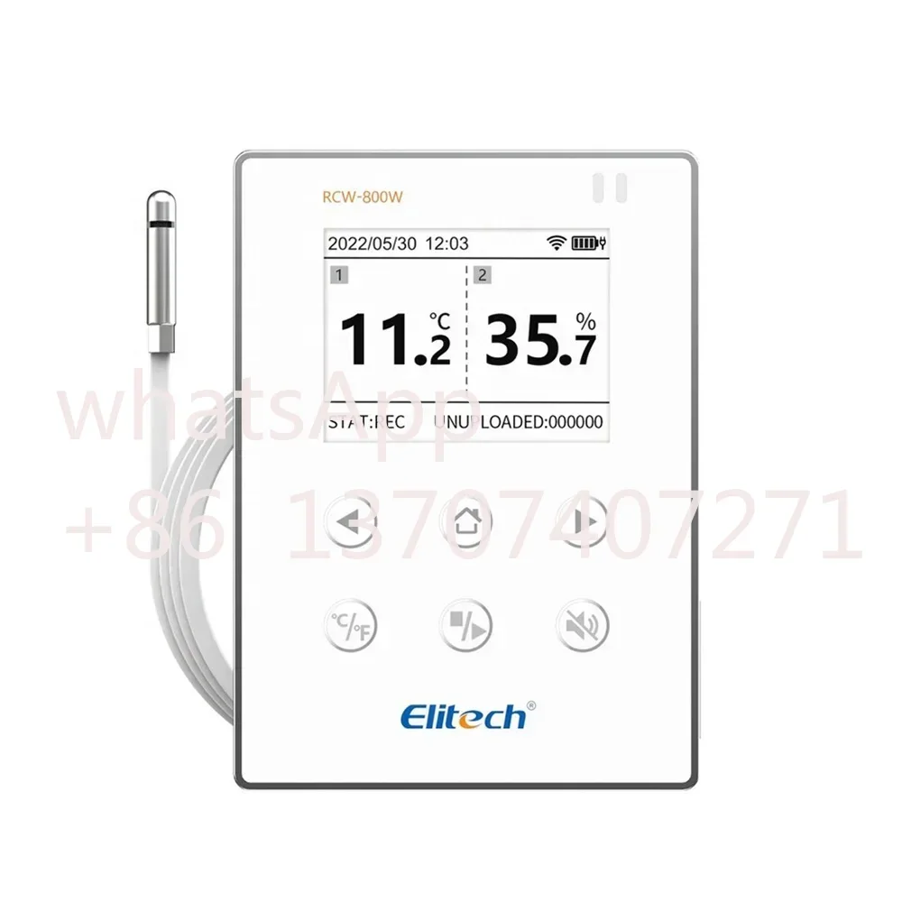 2024 Elitech RCW-800 Registrador de datos inalámbrico de temperatura y humedad en tiempo real Wifi con sonda externa