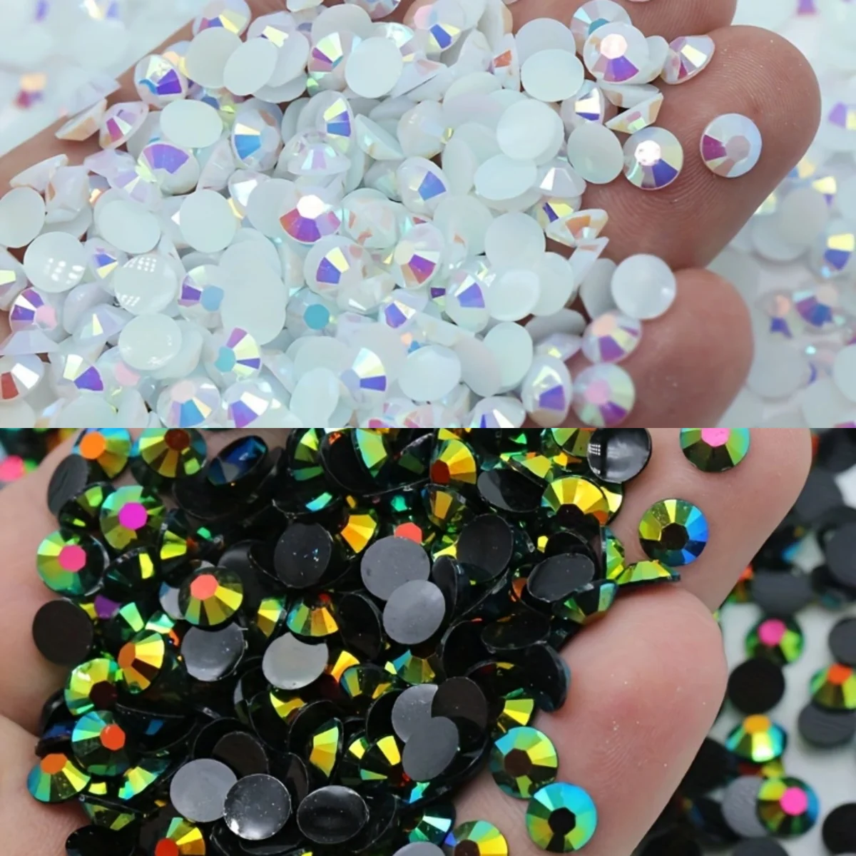 Resin Jelly Rhinestones White Jet Black AB 6mm-500pcs Non Hotfix Flatback Rhinestone For Nail Art Garment Decoration DIY