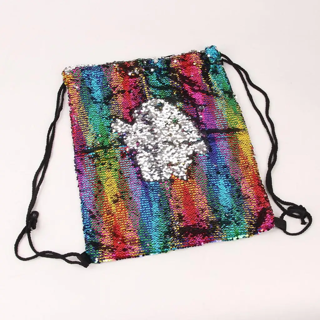 Mermaid Sequin Bag Drawstring Backpack Glittering Fashion Reversible Bags