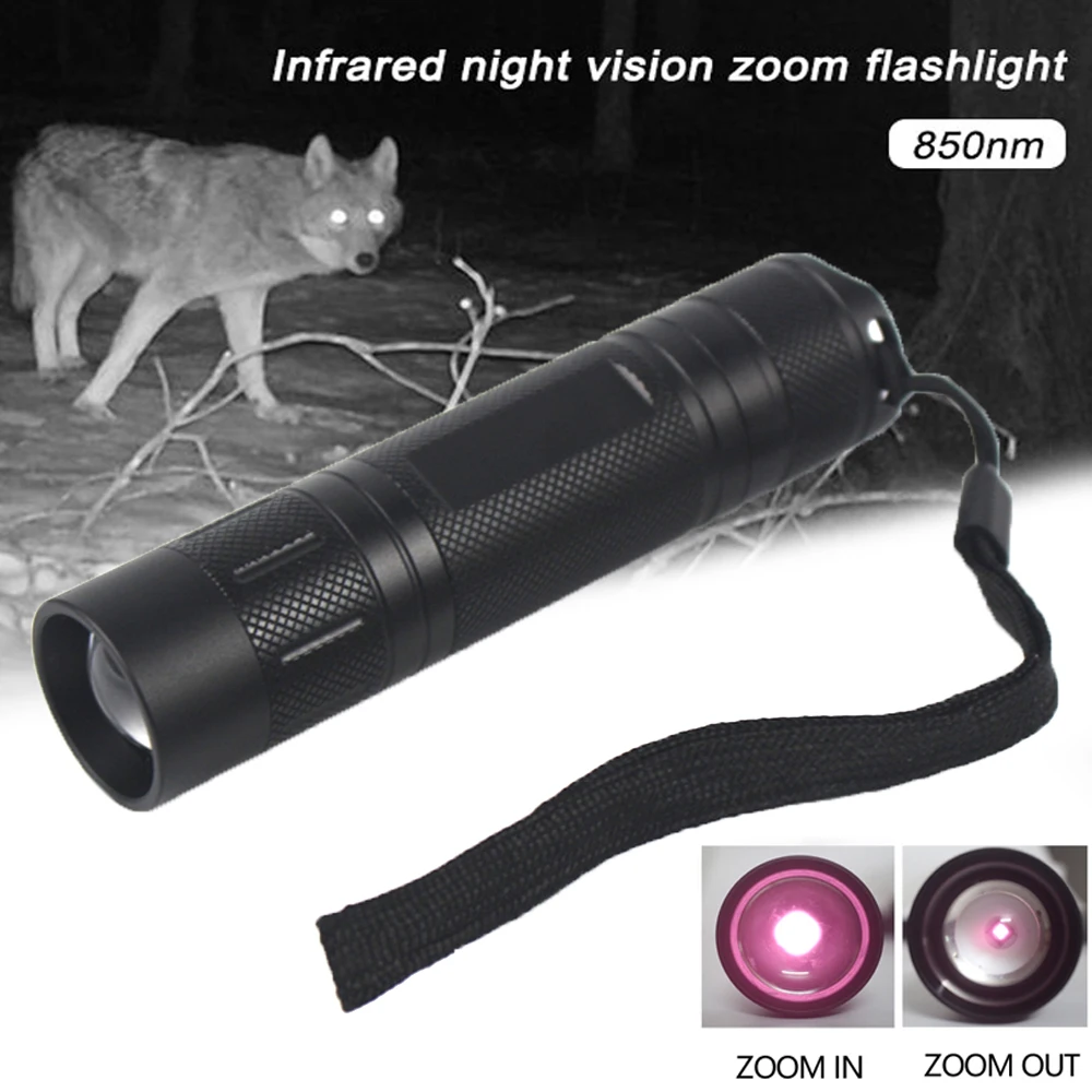 Infrared Flashlight 850nm/940nm Adjustable Zoomable IR Hunting Torch Infrared Radiation Weapon Waterproof Night Vision Light