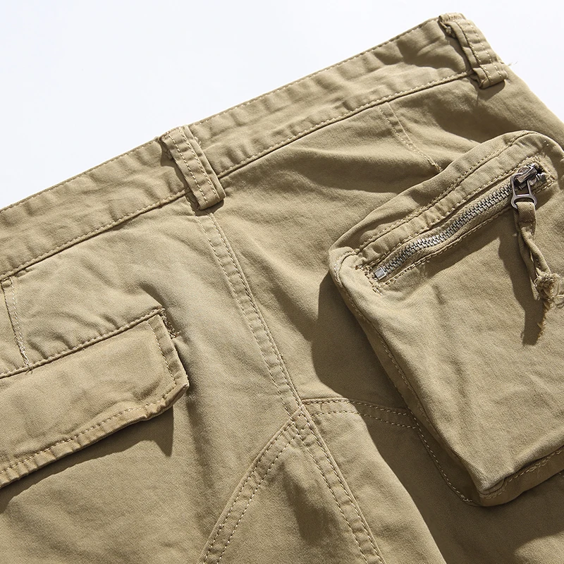 Men\'s Streetwear Loose Casual Vintage Pure Cotton Big Pocket Straight Cargo Pants Cityboy Trousers