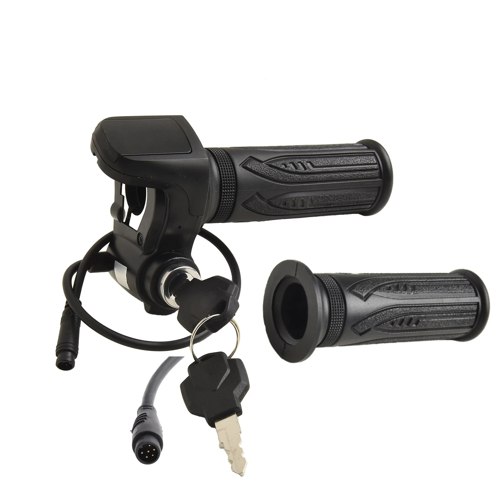 

1 Pair 48V E-Bike Throttle Grip Electric Scooter Throttle Grips With Keys 6PIN Waterproof Interface For Most Electric Throttle