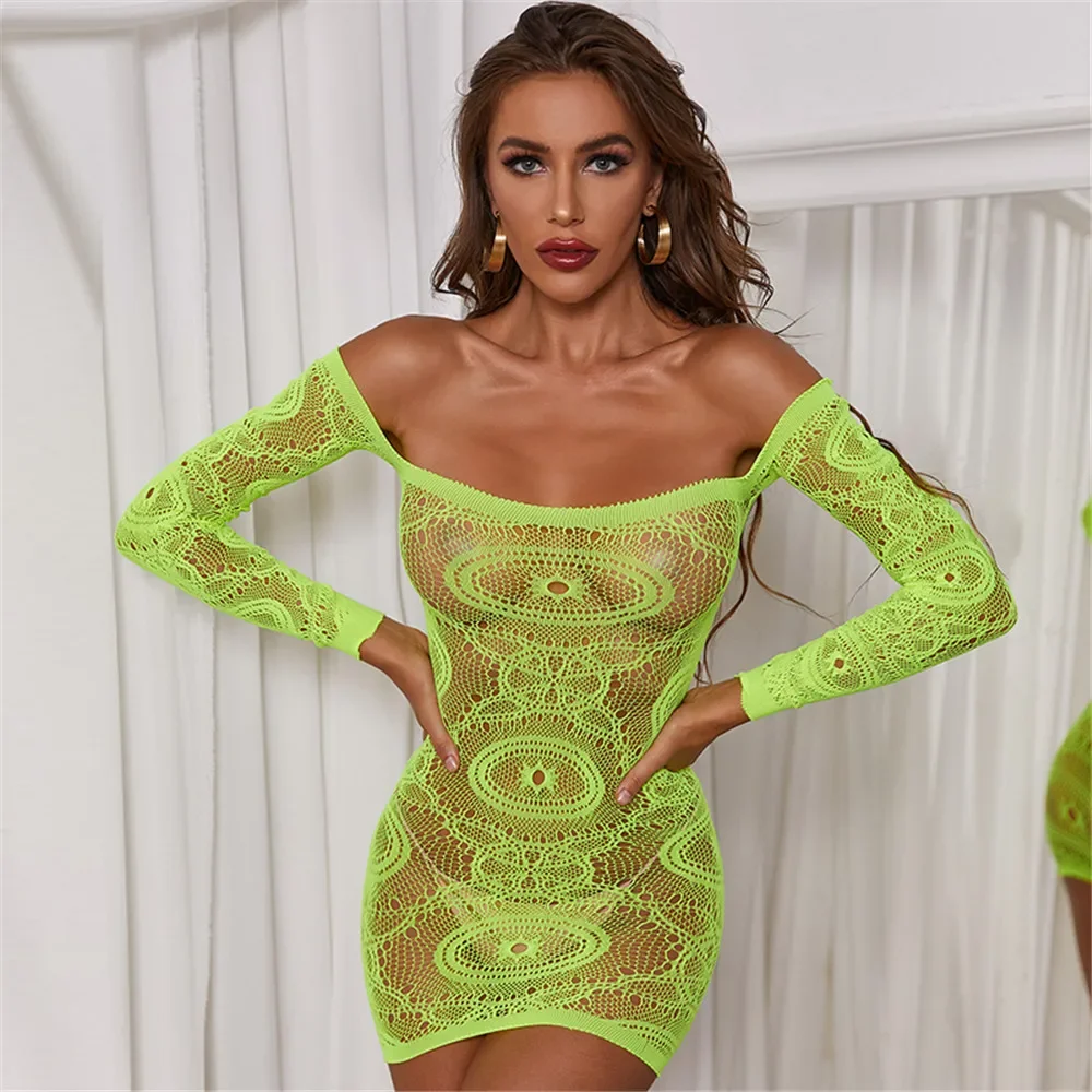 

Siz Women Fishnet Sexy Costume Exotic Nightclub Dresses Porno Babydoll Hot Lace Sleepwear Summer Short Underwear Nightgown