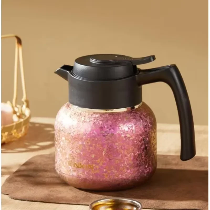 0.8L Pure Titanium Color Insulated Kettle with Temperature Display Household Teapot for Hot Water Coffee Tea Portable Thermos
