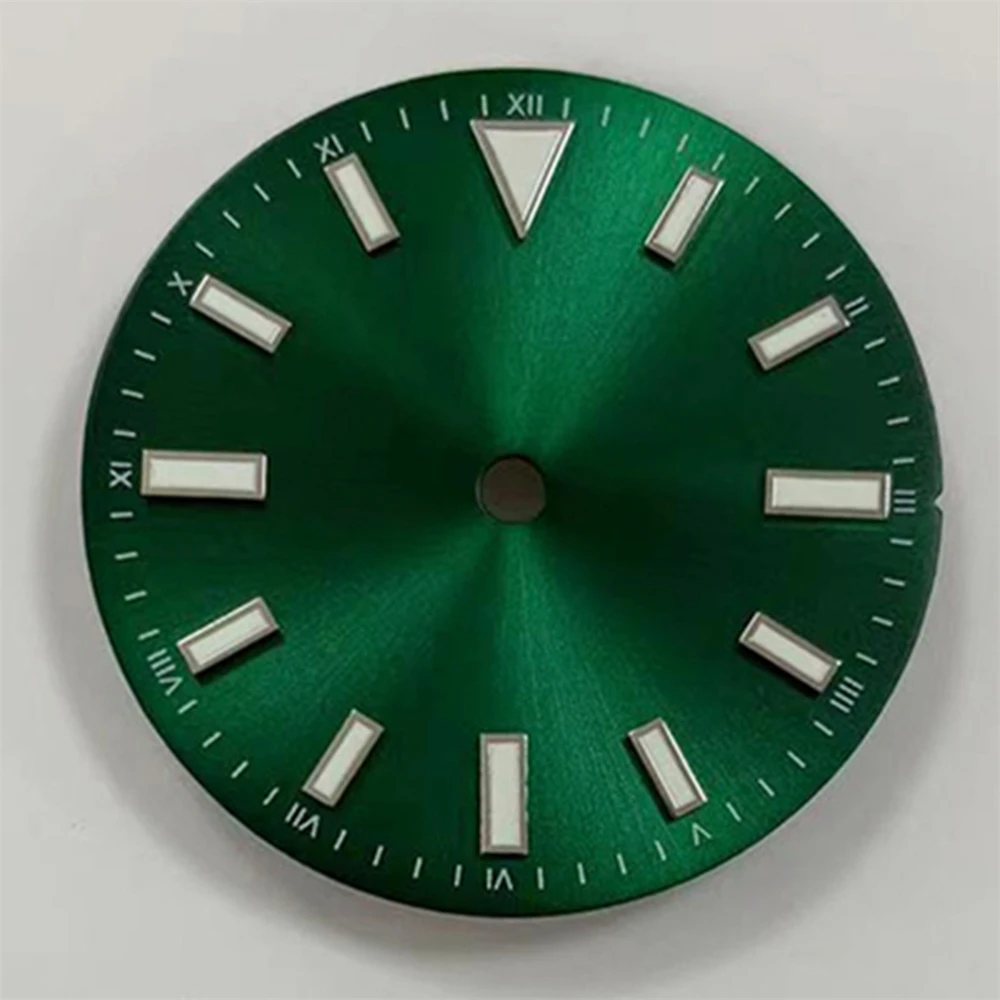 28.5MM Watch Dial Green Luminous Strip Nail Watch Face for NH35 8215 2836 Movement Modified Part